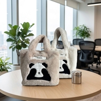 Sac à bandoulière en peluche grande capacité avec fermeture éclair, motif panda mignon, sac à main frais et doux, idéal pour les trajets automne/hiver
