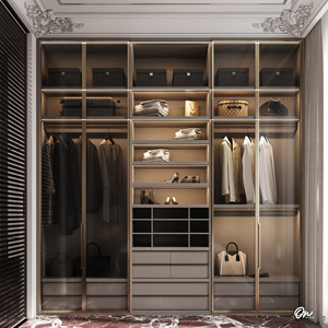 <span class=keywords><strong>Armoire</strong></span> de chambre à coucher moderne avec <span class=keywords><strong>porte</strong></span> en verre et cadre en aluminium, avec éclairage LED, dressing, organisateur de meubles, <span class=keywords><strong>armoire</strong></span>, vente chaude - Product Image 4