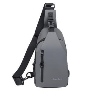 Chate Kairui – sac de poitrine pour hommes, gris, noir, en matériau enduit, respirant, à la mode, sac à bandoulière simple pour les voyages de loisirs, printemps - Product Image 3