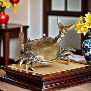 Crabe de musculation rétro en laiton, décoration de table, repose-stylo créatif, artisanat, petits ornements, statue - Product Image 2