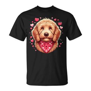 T-Shirt per Cani con Cuori di San Valentino per Golden Doodle, T-Shirt Promozionale per Golden Doodle con Design di Cuori Carini - Product Image 1