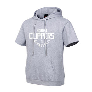 Sweat à capuche d'entraînement de basket-ball en coton <span class=keywords><strong>Lakers</strong></span> Doncic avec motif de lettres et poche, T-shirt à capuche à manches courtes - Product Image 4