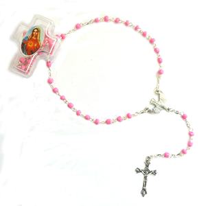 Collier de chapelet catholique Holy Souls petites perles de verre chapelet d'enfants du Saint-Esprit avec boîte en croix en plastique - Product Image 4
