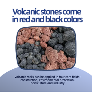 Pierre volcanique naturelle en gros - <span class=keywords><strong>Roche</strong></span> de lave pour aménagement paysager, décoration d'aquarium, plantes, silicate rouge/noir, sac de 25 kg - Product Image 3
