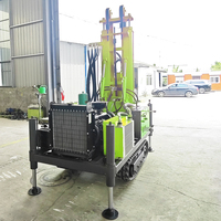 Foreuse rotative montée sur chenilles de 200 m pour puits d'eau, machine de forage de puits profonds avec moteur diesel