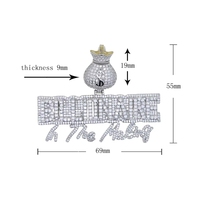Pendentif Lettre BILLIONAIRE en Zircon Cubique (CZ) style Hip Hop, Bijoux en Gros pour Chaîne Cubaine