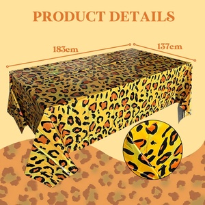 ผ้าปูโต๊ะลายเสือดาวสีเหลือง ลายม้าลายและวัว สำหรับตกแต่งงานวันเกิด - Product Image 4