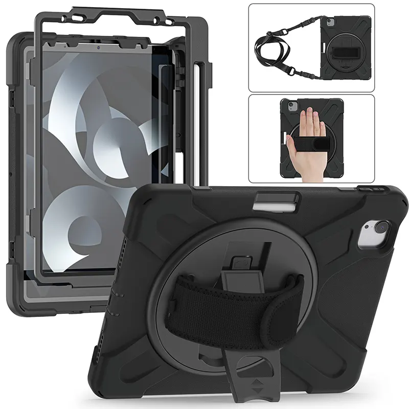 Zware Siliconen Rugged Case Met 360 Rotate Kickstand Voor Ipad Pro 11 2nd Gen 2021 Covers Ipad Air 5 10.9