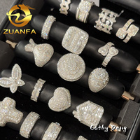 Bijoux Iced Out Prêts à Expédier Bague Hip Hop en Moissanite Argent Sterling 925 Bague Diamant Homme Passe Testeur Diamant