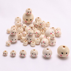 Schima Superba Round Wooden Beads with <strong>Smile</strong> Face Wooden Bead Strand <strong>Wood</strong> Smiling Faces Beads for DIY Crafts Jewelry Making - Product Image 3