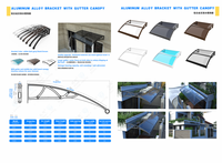 Auvent en polycarbonate grand format, design gratuit, imperméable et résistant à la pluie, pour balcon de villa