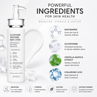 Lotion corporelle éclaircissante, hydratante et blanchissante au glutathion, marque privée OEM ODM
