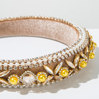 Serre-tête pour femme orné de cristaux et de perles, bandeau large rembourré perlé style vintage, accessoires capillaires en gros personnalisables