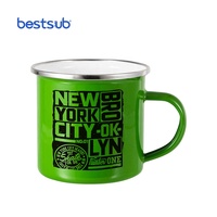 Bestsub — tasse à Sublimation Vintage 12oz, vente en gros, ensemble en métal, acier de Camping, en émail, tasse à café
