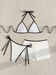 Loveda Sports Style <strong>Swimwear</strong> <strong>Manufacturer</strong> Women's Summer Beach Wear Eco Friendly Bikini Custom Logo Bikini Shorts 3 Piece Set - Product Image 3