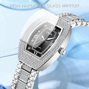 นาฬิกาข้อมือ LIGE LG89253 รูปทรงวงรี สีเงิน สายสแตนเลส ประดับเพชร สำหรับผู้หญิง หรูหรา สง่างาม นาฬิกาควอตซ์เพชรสำหรับสาวๆ - Product Image 2