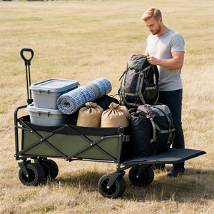 Wholesale Camping Trolley Outdoor Folding Extra Large Hand Push <b>Cart</b> Small Trolley Picnic <b>Cart</b> Rear Opening Extended Wagon - Product Image 1