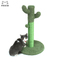 Griffoir pour chat en forme de cactus, haut, en sisal, avec boule suspendue en chenille et base ronde, pour chats d'intérieur et chatons