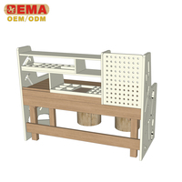 EMA 2025 Table de travail du bois pour enfants avec tabourets Équipement de jeu extérieur en bois naturel pour jeux de rôle à la maternelle