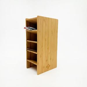 Organizador de Escritorio de Bambú de 13x9.5x25cm, 4 Niveles con Divisores para Almacenamiento y Exhibición de Bolígrafos y Reglas - Product Image 1