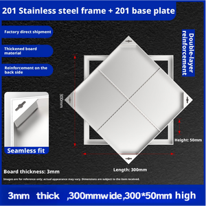 201 Stainless Steel Decorative Invisible Manhole Cover, Recessed <b>Square</b> Sewer Inspection Manhole Cover - Product Image 3
