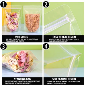 Sac à fermeture éclair debout transparent personnalisé, en plastique PE épaissi, imperméable, pour l'emballage alimentaire, le stockage de café moulu, d'épices, de <span class=keywords><strong>poudre</strong></span> de cacao - Product Image 4