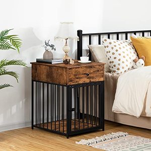 Caseta de madera decorativa <span class=keywords><strong>para</strong></span> perros con cajón, jaula <span class=keywords><strong>para</strong></span> mascotas de interior, mesa auxiliar <span class=keywords><strong>para</strong></span> perros pequeños, tubo de acero <span class=keywords><strong>para</strong></span> cachorros - Product Image 6