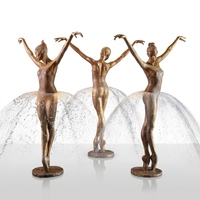 Fontaine d'eau avec sculpture de ballerine élégante en bronze grandeur nature, personnalisée par Jingsu, avec impression UV et moulage