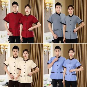 Uniforme <span class=keywords><strong>de</strong></span> ménage d'hôtel pour femmes, haut ajusté à col montant, manches courtes, simple boutonnage, poches, vêtements <span class=keywords><strong>de</strong></span> <span class=keywords><strong>travail</strong></span> - Product Image 6