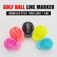 Outil de marquage de ligne pour balle de golf - Style clip rond avec 3 lignes et une ligne en T pour l'alignement du putting, accessoires de golf en plastique multicolores