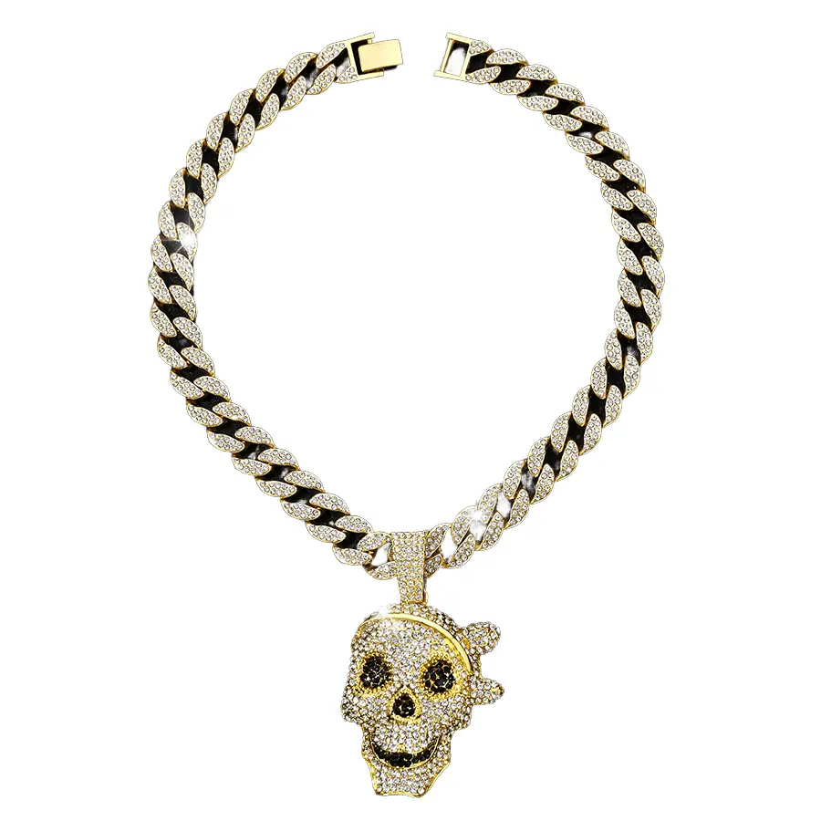 NL2258 Skull Diamond Pendant for Necklace Atacado Moda Hip Hop Punk Joias Pingentes Encantos Skull Diamond Pingente para Colar