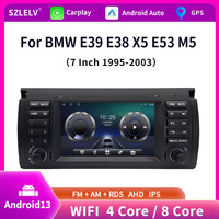 Système de navigation automobile Android 8 cœurs pour BMW Série 5 E39 E53, écran 7 pouces, tableau de bord avec CarPlay, radio USB, garantie 1 an