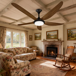 Ventilateur de plafond électrique LED de luxe de 56 pouces avec moteur DC, télécommande, 5 pales en plastique, 43W, silencieux et économe en énergie, version espagnole - Product Image 5