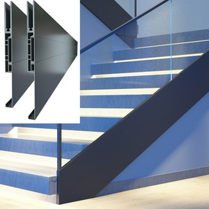 Profilé en verre à rainure en U pour balustrade d'escalier en aluminium, durable et mural - Product Image 1