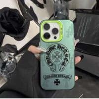 Coque de téléphone tendance à motif de dessin animé pour iPhone 17/16/15/14/13/12/11/Pro/Pro Max/Plus, étui rigide antichoc double couche à motif croisé argenté