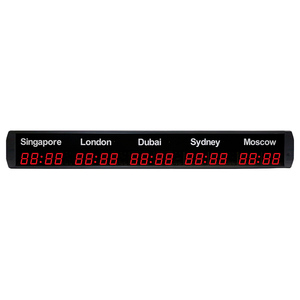 Ganxin thiết kế sang trọng 5 khu thời gian thế giới Đồng hồ treo tường tùy chỉnh Thành phố thời gian dẫn hiển thị kỹ thuật số thế giới đồng hồ cho nhà khách sạn trang trí nội thất - Product Image 5