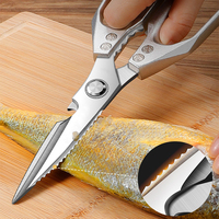 Ciseaux de cuisine multifonctionnels avec logo personnalisé, en acier inoxydable, robustes, avec poignée en alliage d'aluminium