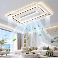 Ventilateur de plafond sans pales à installation fine avec lumière LED à 3 couleurs réglables, fonctionnement silencieux et réglage de la vitesse du vent pour bureau