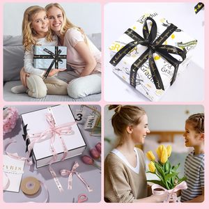 Personalized Customized Printed Flat Gold Foil Printing Logo Double Faced Satin <b>Ribbon</b> Roll Custom Satin <b>Ribbon</b> With Logo - Product Image 3