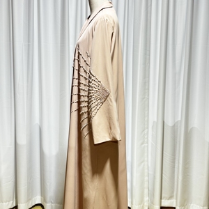 عباية كلاسيكية 2024 للعيد بتصميم خاص مطرزة بالخرز اللوزي، فستان صيفي طويل وخفيف للبنات المسلمات + معطف، عباية عربية - Product Image 3