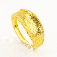 Bracelet Z H tendance, grande taille, édition grossière, plaqué or 24 carats de haute qualité, motif martelé lisse rétro