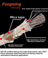 Câble chauffant industriel Fongming 10AWG en cuivre nickelé, résistant au feu 500°C, isolé en fibre de verre, conducteur toronné 600V