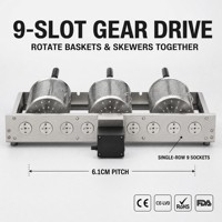Kit de rôtissoire avec 9 brochettes, 3 paniers de barbecue, rotation automatique alimentée par USB, en acier inoxydable, pour grillades en extérieur