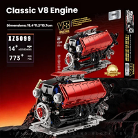 Ensemble de blocs de construction moteur V8, 773 pièces, kit de modèle MOC motorisé, jouet mécanique STEM pour adultes et collectionneurs, vente en gros