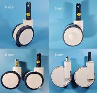 Roues médicales de 125 mm avec blocage central, roulettes directionnelles verrouillables de 5 pouces pour lit d'hôpital, mobilier hospitalier, chariot