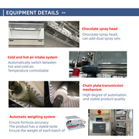 Continue automatische chocolade tempererende smeltmachine met koeltunnel en overtrekfunctie, hoge productiviteit, 25-100L noten fruit