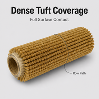 Brosse cylindrique en sisal sur mesure avec noyau en bois et soies de 6 mm pour machine de nettoyage de légumes, brosse OEM