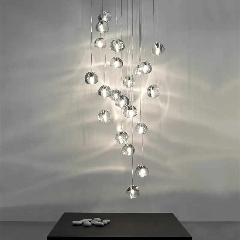 Rain modern crystal glass Large decorationrestaurant lighting hotel pendant light for high ceiling