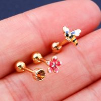 Toposh acier inoxydable papillon fleur abeille conque hélice daith tragus cartilage boucles d'oreilles goujon corps oreille pierc anneau piercing