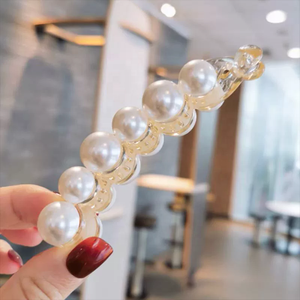 Barrette à cheveux en forme de banane pour femme Pince à cheveux en perles Pince à cheveux queue de cheval avec design unique en forme de banane - Product Image 6